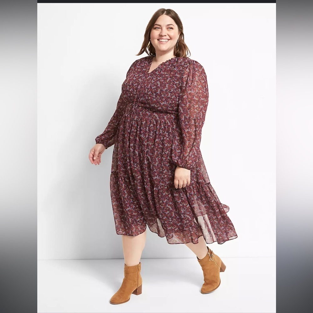 Lane Bryant floral Long Sleeve Sundress‎